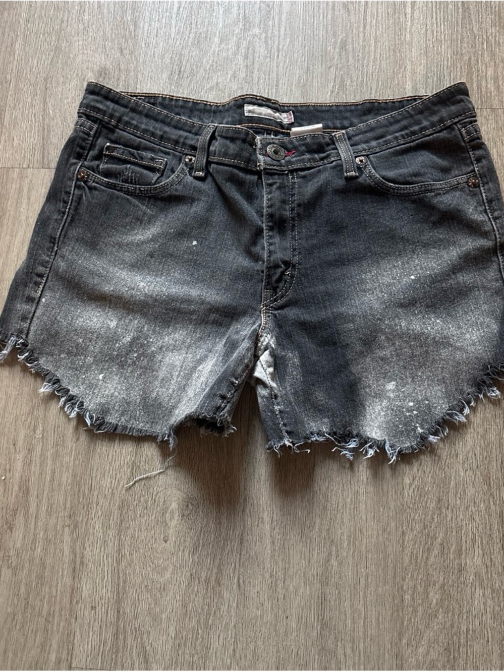 Levi's Black Distressed Denim Cutoff Shorts